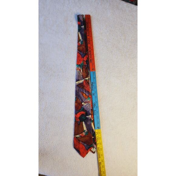 VTG 80s Spencer & Noble 100% Silk Tie Abstract Print Necktie Made In USA - Picture 4 of 10
